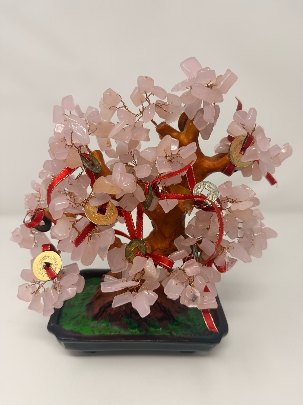 Rose Quartz Tree with Chinese Coins-
Feng Shui
